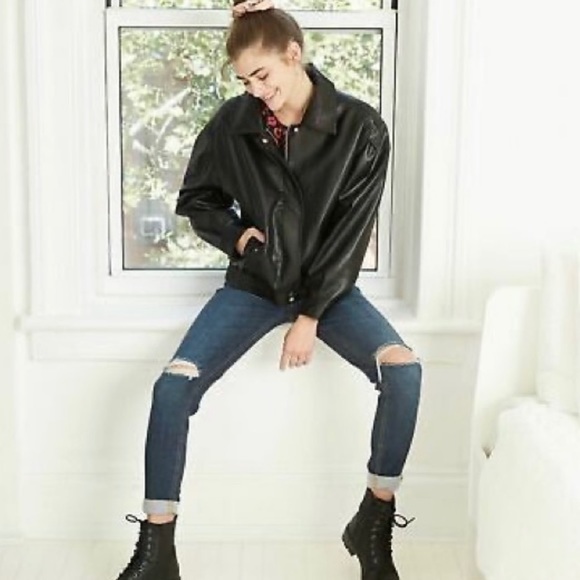 wild fable Jackets & Blazers - - Women's Faux Leather Bomber Jacket - Wild …
